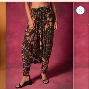 Saundh Black and Orange Harem Pants